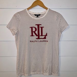 Vintage white and red striped Ralph Lauren shirt